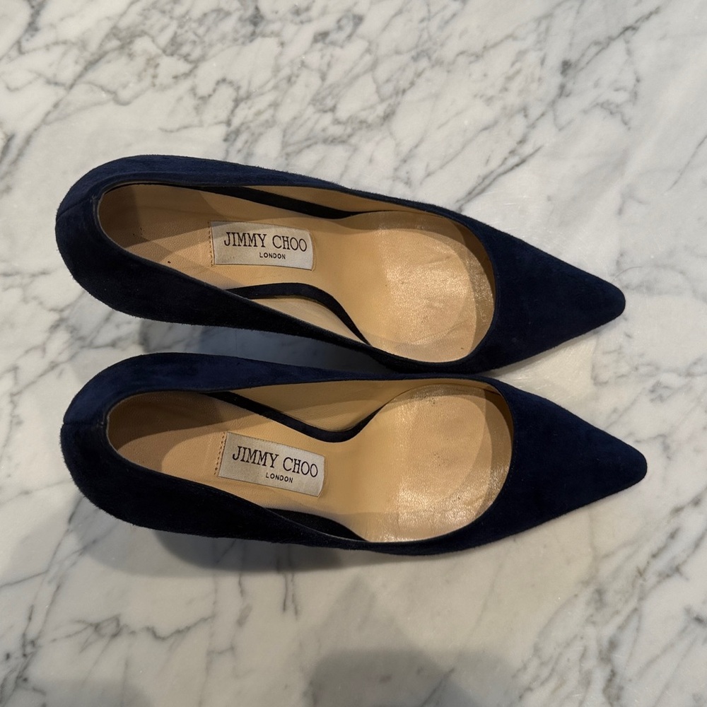 JIMMY CHOO Romy 100 Suede Pumps,
Navy Blue 38.5 - Picture 6 of 17